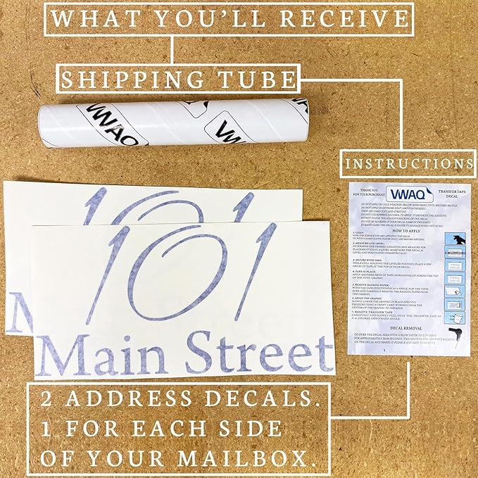 VWAQ Mailbox Decals Personalized Address Labels House Numbers and Vinyl Letters For Outside Custom Lettering Stickers - CMB1 (19 Inch X 9 Inch, Reflective White)