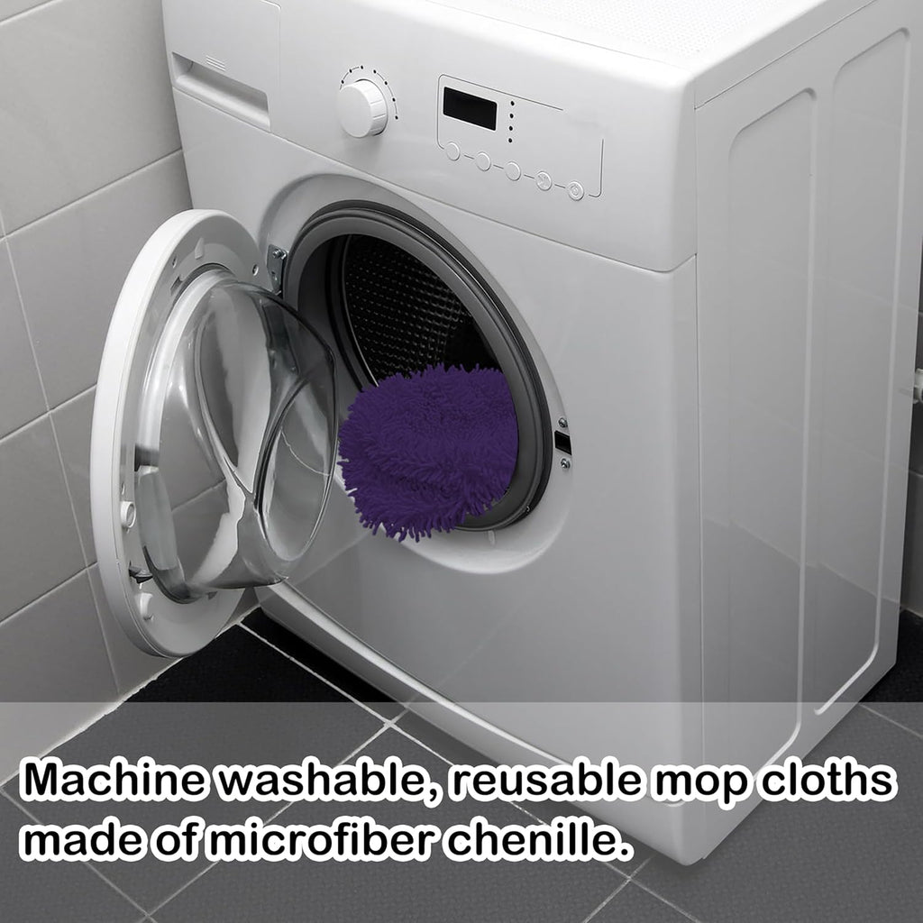Reusable Microfiber Chenille Mop Pads Compatible with Swiffer Sweeper, Dry Sweeping Cloths & Wet Mopping Cloths, Refills for Hardwood Surface Floor Cleaning, 4 Pack (Purple)
