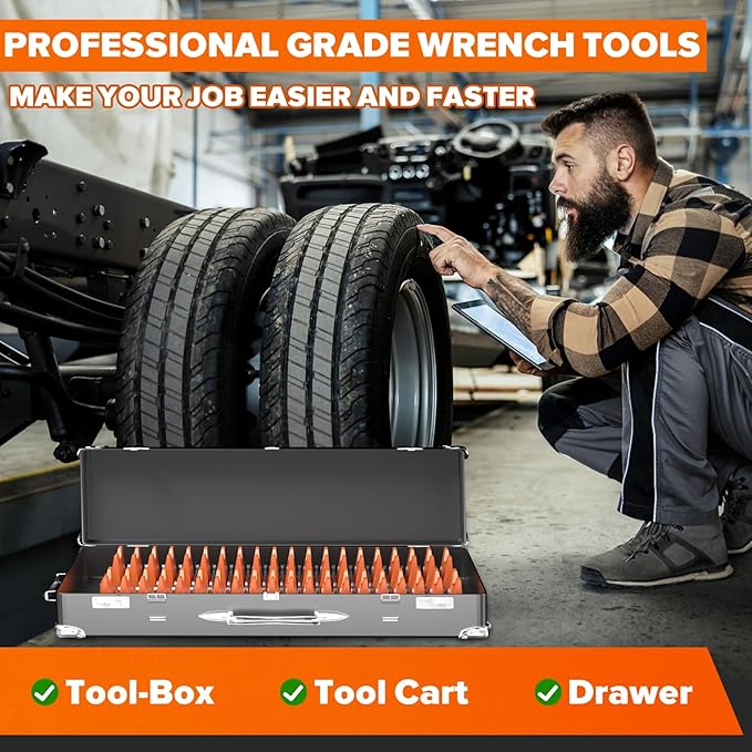 80PCS Modular Wrench Organizer Wrench Holder - Wrench Tool Organizers for Tool Drawer Storage, Wrench Storage Set with Metric & SAE Label, Wrench Rack Tool Gift for Professional Mechanics, Orange