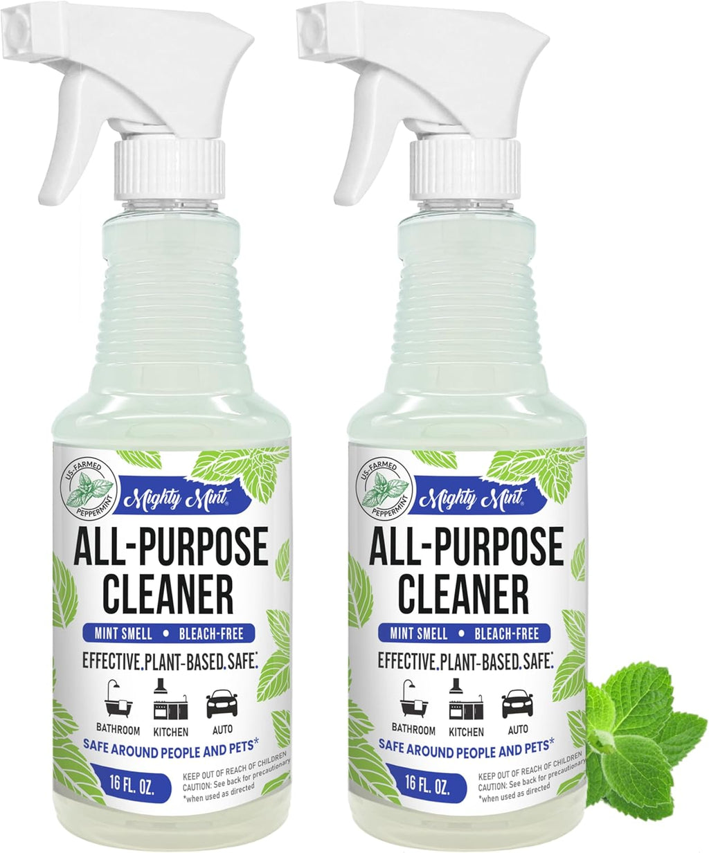 Mighty Mint All-Purpose Cleaner Spray for Home, Kitchen, Bathroom, Natural Peppermint Scent, 16oz - 2 Pack