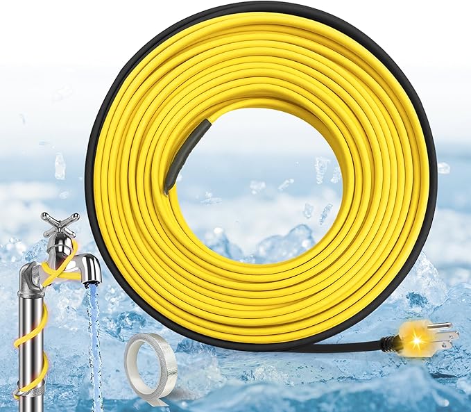 75 Ft Pipe Heat Cable for Water Pipe Freeze Protection, Self-Regulating Heat Tape for Metal and Plastic Pipes, Anti-Freeze Pipe Heating Trace System 6W/Ft 120V