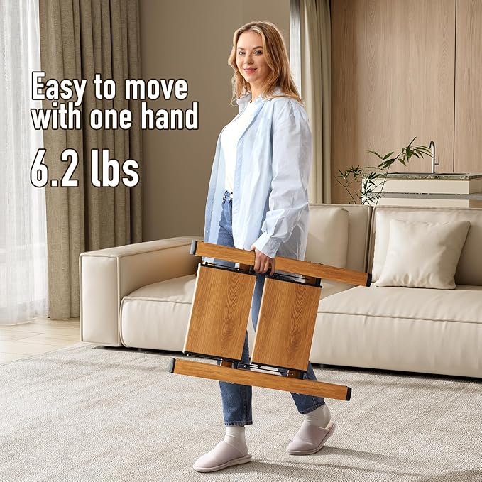 2 Step Ladder,Aluminum Folding Step Stool for Adults,Step Ladder with Wide Anti-Slip Pedal,330 lbs Capacity for Home,Office,Kitchen,Library(Woodgrain)