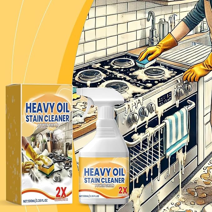 Heavy Duty Kitchen Degreaser Spray, Powerful Cleaner for Stubborn Oil Stains, Grease Remover for Stovetops, Countertops, Ovens & Grills, 2 PCS