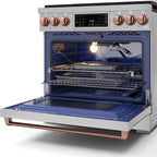 Gordon Ramsay by THOR Kitchen 36 Inch Professional Liquid Propane Range with Tilt Panel Touch Control in Stainless Steel/Rose Gold