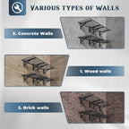 4 Pack Heavy Duty Garage Wall Shelving Set (2x3ft), Wall Mounted Garage Shelves 1000lbs Capacity, 24"x72" Shelf Storage Rack Floating Shelves, Black