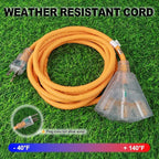 EP 50 Ft 14/3 SJEOW Heavy Duty Outdoor Extension Cord, Yellow 3-Outlet Power Cable with LED Lighted Plug, Water-Resistant for Indoor/Outdoor Use, Lawn, Garden, Appliances & Tools