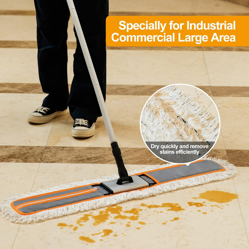 36” Commercial Dust Mop for Hardwood Floor Cleaning, Heavy Duty Push Broom Mop Hotel Company Household Cleaning Supplies for Hardwood, Tiles, Marble,Vinyl Plank Floors Cleaning