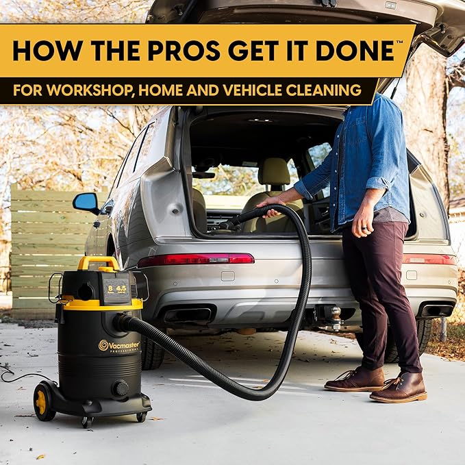 Vacmaster Professional VDK811PW 0201 8 Gallon 4.5 Peak HP Wet/Dry Vac with Self-Cleaning Filter System, 8 Gal, Black