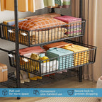 VIPEK V10 Medium Wire Garment Rack Heavy Duty Clothes Rack, Freestanding Closet Wardrobe Metal Clothing Rack with 2 Slid Baskets, 56.7" L x 15.7" W x 76.4" H, Max Load 720lbs, Black