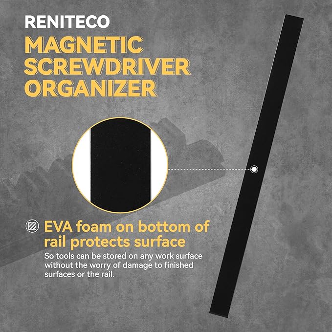 Magnetic Screwdriver Organizer, Aluminum Alloy Rail Tool Holder, Fits Up to 16 Screwdrivers (Black)