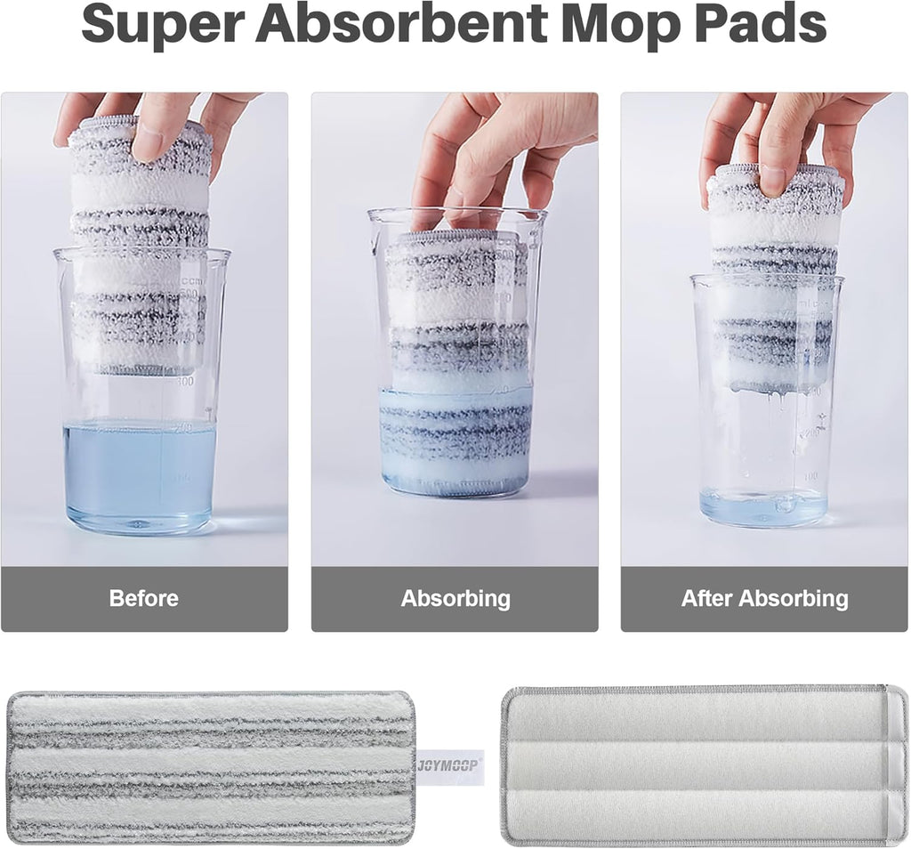 JOYMOOP Flat Mop Pads, Microfiber Mop Cleaning Pads, Washable Pads, Pads Replacement for Flat Mop or Mop Bucket Set, Pack of 4 Refills 13inch - Stripe