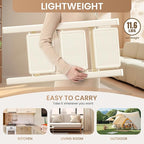 GameGem 3 Step Ladder Folding Step Stool with Wide Anti-Slip Pedal, 330LBS Capacity, Lightweight Portable Stepladder for Home and Kitchen Use, Cream White