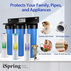 iSpring Whole House Water Filter System w/Spin Down Sediment Filter, Polyphosphate Anti-Scale, GAC+KDF, and Carbon Block Water Filters, Water Descaler and Water Filter, Model: WGB32B-KDS+WSP50
