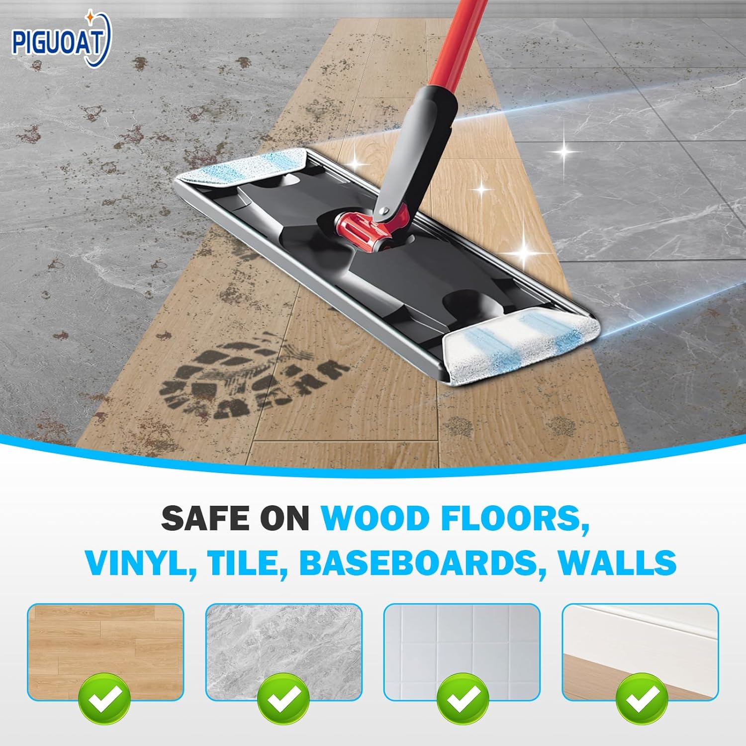 H2prO Mop Pads Fit for Ocedar H2prO Flat Mop, 6 Pack Mop Refills for O-Cedar H2pro Flat Mop, Machine Washable Reusable Microfiber Mop Heads Replacements for Ocedar H2 Pro Mop