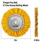 2PCS 8" Airway Buffing Wheel with 5/8" Arbor Flange-Free Hub, Yellow Buffing Wheels for Angle Grinder, Metal Polishing Wheel for Aluminum Wheels Stainless Steel Oxidation Removal