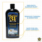 Marine 31 Stainless Steel Liquid Polish | Restores Shine & Luster on Stainless Steel, Aluminum & Chrome | Easy to Use Formula | M31-620 | 16 oz Bottle