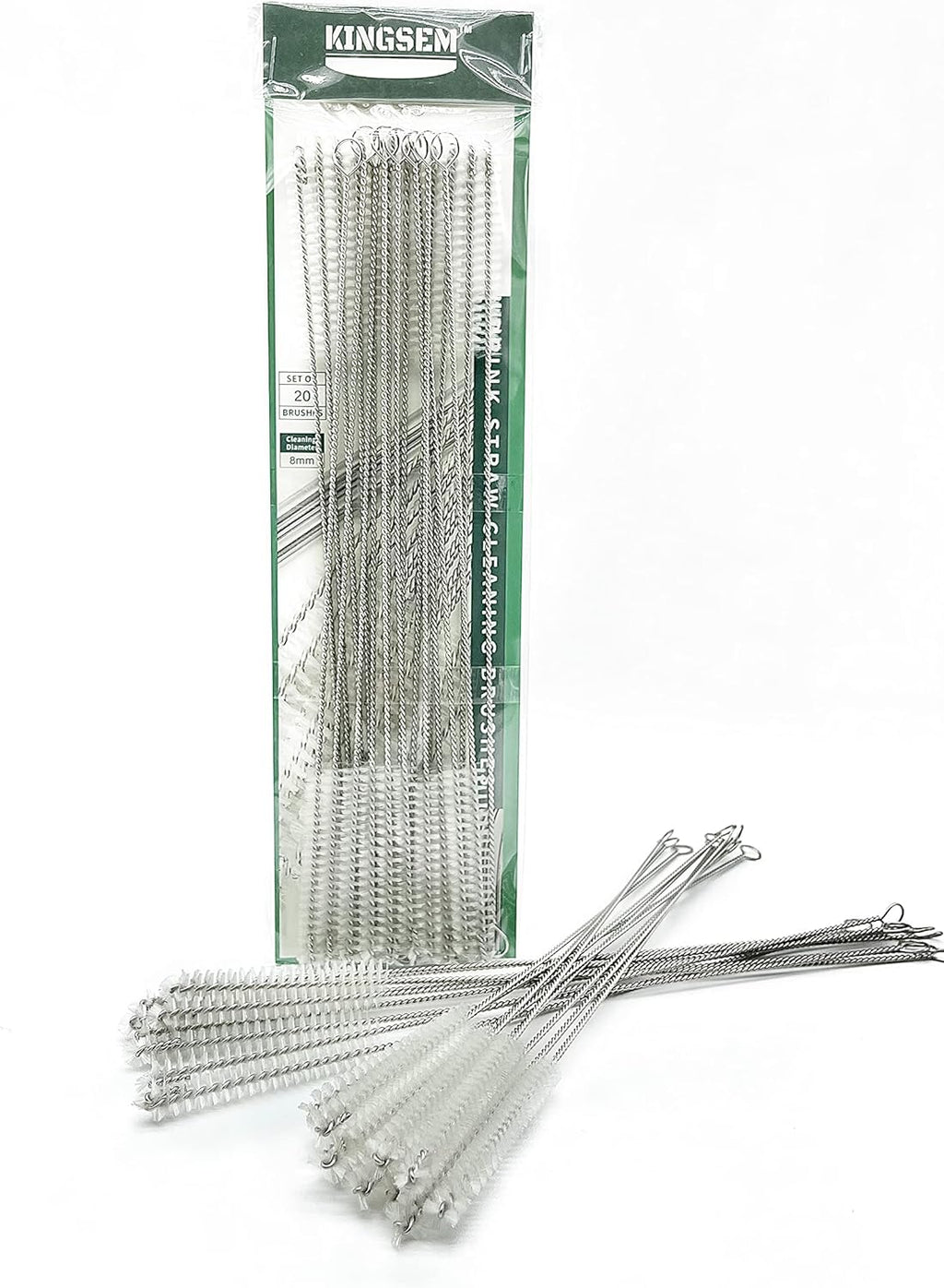 20PCS Straw Cleaner Brush kit, Straw Brush of 8mm-10.6 inch for Water Bottle Sippy Cup with Straw, Glass Straw,Piper Cleaning, Tubes Cleaning Like Filter and Sink Drain Hair Remover