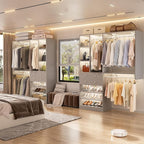 Closet System - 5FT Small Closet System with Drawers, 60" Closet Organizer System with Reversible Hanging Shelving, Closet Systems for Small/Walk-in Closets, Morandi Grey