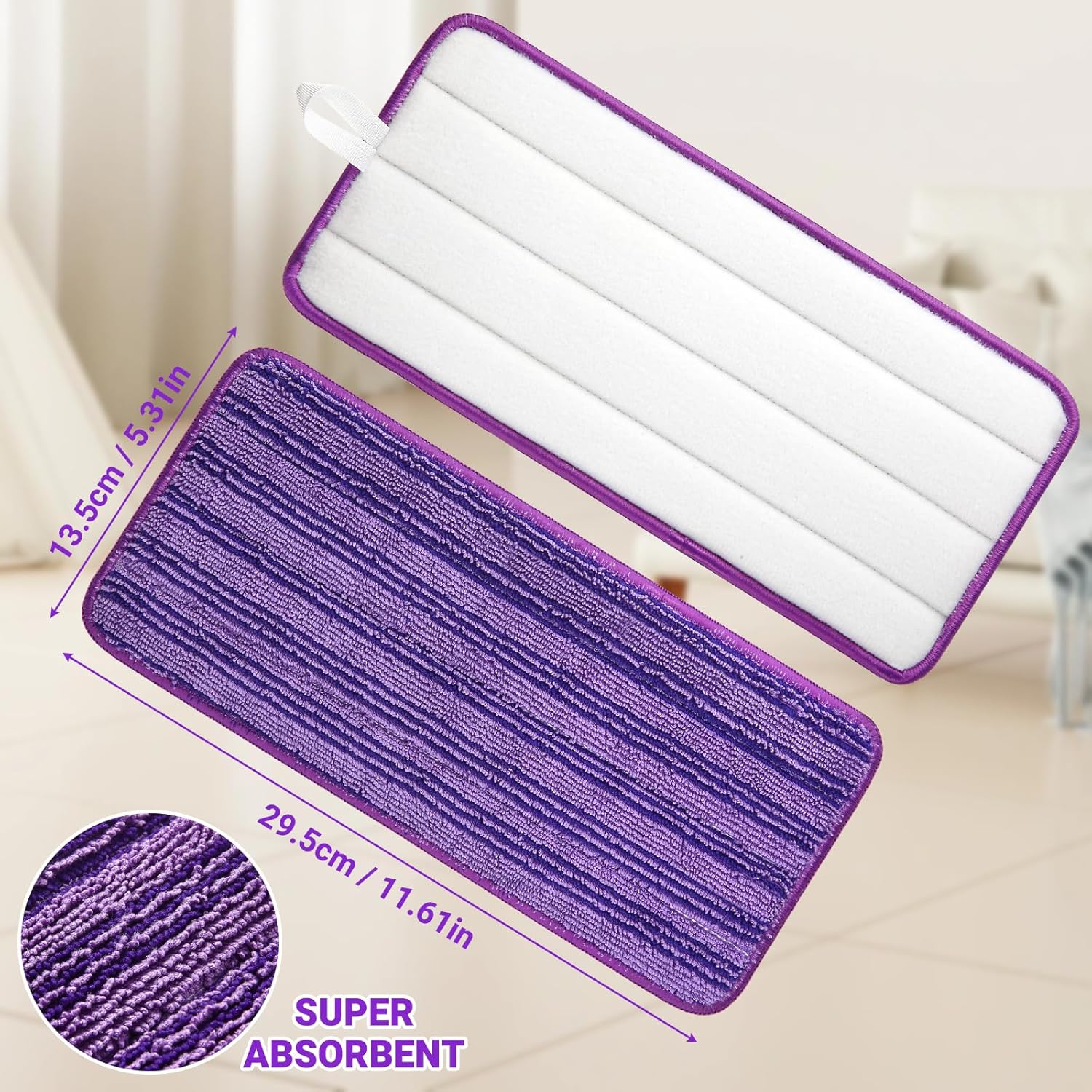 Reusable Mop Pads Compatible with Swiffer WetJet Mop, SealUncle Washable MicrofiberDry Wet Mopping Refill for 10"- 12" Spray Mops,All Purpose Floor Cleaning,6 Pack