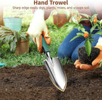 LASZOLA 3 Piece Garden Tool Set Include Hand Trowel Rake and Transplant Shovel for Women, Indoor Heavy Duty Small Spade Kit with Ergonomic Handle to Weed and Loosen, for Mom and Plant Beginner, Teal