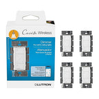 Lutron Caseta Original Smart Dimmer Switch (Lutron Smart Hub Required), for LED Lights, 150 Watt, Single-Pole/3-Way, No Neutral Required, PD-6WCL-WH, White, 4-Pack