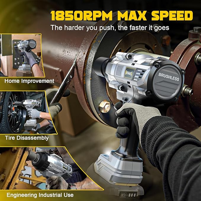 Cordless Impact Wrench 1/2" Compatible with DeWalt 20V Battery, 1700 Ft-lbs (2300 Nm) High Torque Impact Driver, Electric Impact Gun with 4 Modes & LED Light for Car, Truck(Bare Tool)