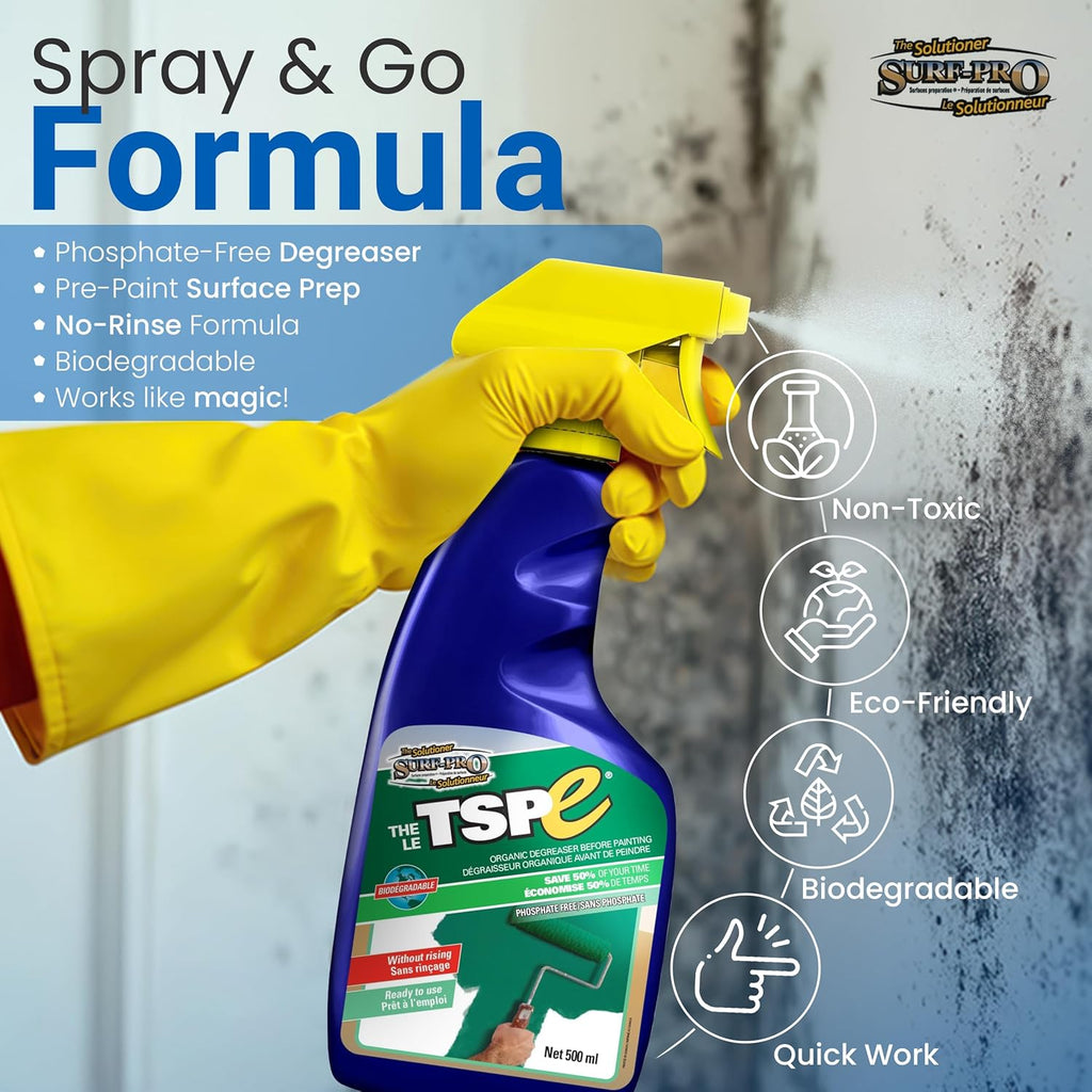 TSPE Cleaner Spray – 500ml Eco-Friendly No-Rinse Degreaser for Walls, Wood, Cabinets & Paint Prep – Phosphate-Free TSP Alternative – Biodegradable, Septic Safe, Non-Toxic Cleaning Solution
