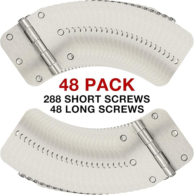 48 Pack Interior Door Hinges Brushed Nickel 3.5 Inch x 3 1/2" Rounded 5/8" Radius 3 ½"Satin Iron Bifold Residential Hinge for French Style Slab Single/Double Doors Hardware Kit Living/Bed Room