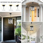 4-Lights LED Large 5CCT Outdoor Pendant Lights, Black Hanging Porch Lighting Fixture Build-in LED Chips with Clear Glass, Exterior Lantern Chandelier Ceiling Mount for Front Door Patio Garden