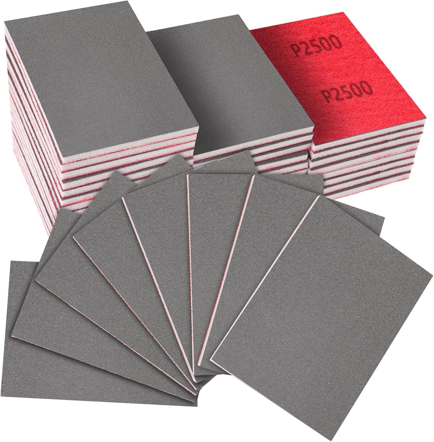 32-Pack 3x4 Inch 2500 Grit Hook & Loop Sanding Sponges - Wet/Dry Foam Pads for Premium Surface Finishing on Metal, Automotive, Wood & Models