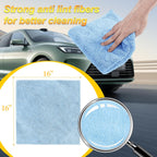 Microfiber Rags Car Interior & Exterior，Car Towels Highly Absorbent，Lint Free and Reusable，Cleaning Rags for House,Kitchen,Bathroom,Office，16"x16"|Blue 6-Pack