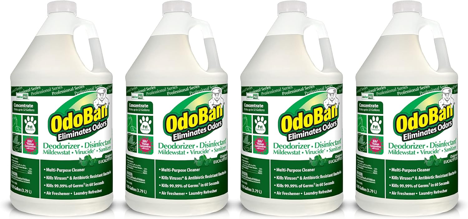 OdoBan Professional Disinfectant and Odor Eliminator Concentrate, 4 Gallons, Original Eucalyptus Scent