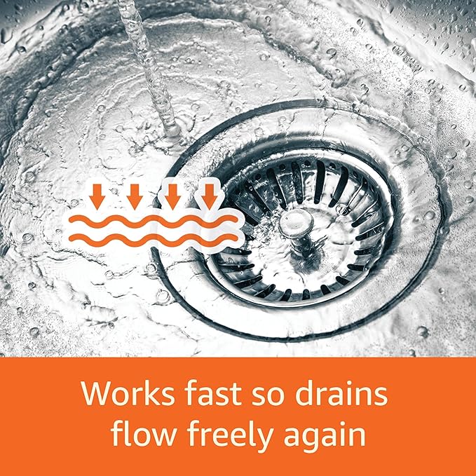 Amazon Basics Max Strength Drain Cleaner Hair Clog Remover Gel - Unclogs Hair and Grease, 80 Fl Oz