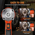 21V Cordless Impact Wrench, 1/2" Brushless Impact Driver Kit 516Ft-lbs (700N.m) with 2*4.0Ah Batteries,4 Sockets,10 Drill Bits,High Torque Electric Impact Gun for Car Tire Truck RV Mower