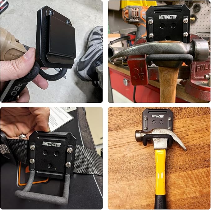 MUTUACTOR Hammer Holder for Belt Clip,Heavy Duty Tough Tool Clip for Drill Holder,1 Set Quickly Access Tool Belt Hammer Holder for Power Drill Drivers Heavy Duty Hatchet Hammers Mallets