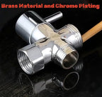 1/2" Brass 3-Way Switch Valve Shower Switch Adapter with Seal, Three-Way Vents Adapter Switch Valve for Shower System, Kitchen, Bathroom, Chrome