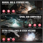 YESWELDER Multifunctional Welders Combo&Plasma Cutter, 6-In-1 MIG/Flux Core MIG/CUT/TIG/Stick/Spool Gun Compatible, 200A MIG/TIG/Stick & 50A CUT, 110V/220V MCT-520