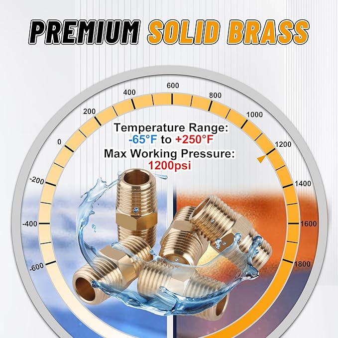 KOOTANS 12pcs Brass Pipe Fittings 1/8 NPT x 1/8 NPT Male to Male Solid Brass Hex Nipple NPT Adapter Pipe Fitting Equal Nipple Connector