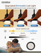 60 Inch Ceiling fans with Lights and Remote,Wood Outdoor Ceiling Fan for Patios with Dimmable LED Light,3 Blades Walnut,Noiseless Reversible DC Motor,Modern Memory Fan for Indoor,Farmhouse