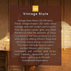 T10 7.3 Inch LED Bulb 6W (60W Equivalent) 2700K Warm White Edison Light Bulb 600lm Dimmable Long Tubular E26 LED Bulb for Rustic Pendant, Industrial Pipe, Wall Sconces, Chandeliers (4-Pack)