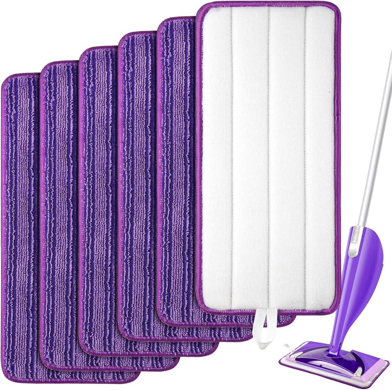 Reusable Mop Pads Compatible with Swiffer WetJet Mop, SealUncle Washable MicrofiberDry Wet Mopping Refill for 10"- 12" Spray Mops,All Purpose Floor Cleaning,6 Pack