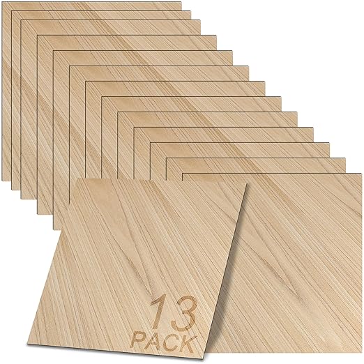 GSCIT Club 13 PCS Maple Wood Veneer, 12 inch x 12 inch Wood Edge Banding Pre-glued Flexible, Veneer Tape Banding for Cabinet Repair Furniture Restoration