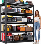 Garage Shelving-3500 lbs 5 Tier Storage Shelves,Adjustable Heavy Duty Metal Shelving Unit and Storage Large Wire Rack,Utility Steel Shelf for Warehouse Industrial Pantry Basement -72"x59"x20",Black