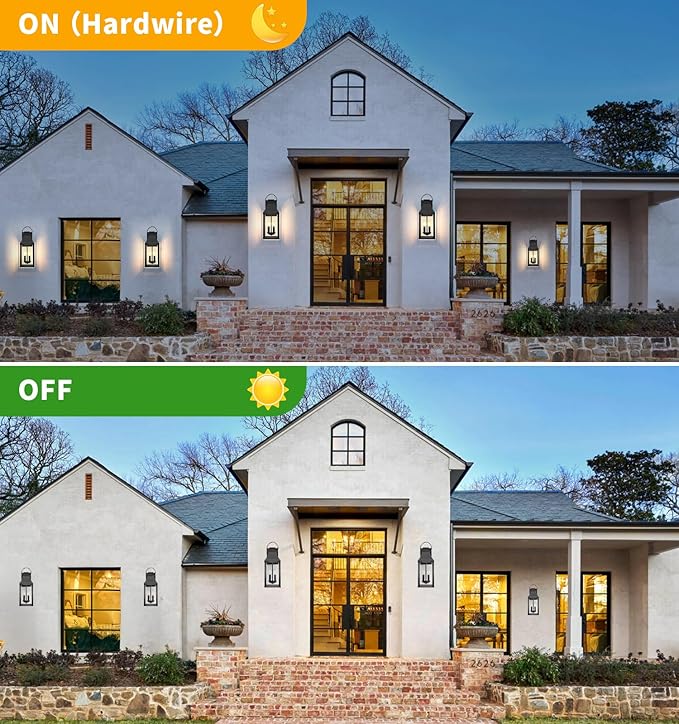 tewei 20'' Outdoor Wall Light, Porch Light Outdoor Wall Sconce Lantern, 2-Light Modern Black Exterior Lighting Fixture Wall Mount, Outside Light for House Garage, 1-Pack