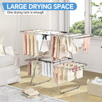 APEXCHASER Clothes Drying Rack with 4 Wings, Drying Rack Clothing with Height-Adjustable, Foldable Gullwings Laundry Drying Rack, Indoor Outdoor Use, No Assembly, Black