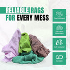 Recycled Color Terry Cloth Rags (25 lbs. Box) - Super Absorbent Cotton Towel Cleaning Rags for Garage, Shop Rags, Industrial Use & Housekeeping - Shop Rags Bulk