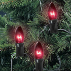 25 Pack Halloween Purple Replacement Bulbs,C9 Glass Incandescent Bulbs for Outdoor String Light, C9/E17 Candelabra Base 7 Watt Great for Night Lights and Holiday Decorations