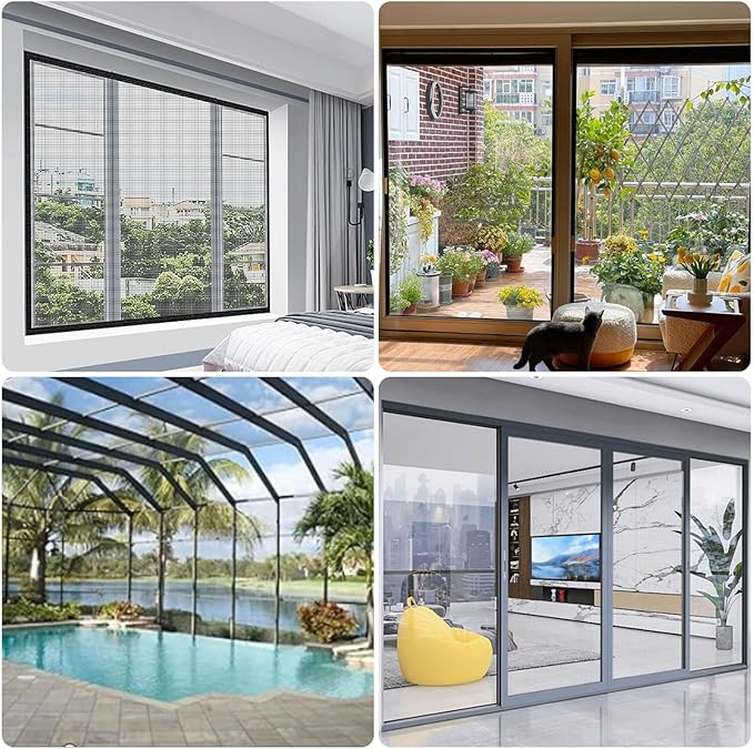 Fiberglass Window Screen Roll 72" x 100' Continuous Roll UV Protection Install and Repair Door and Window Screen(72" x 100', Black)