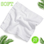 Oudain 200 Pcs White Cleaning Cloths Bulk Reusable Cleaning Rags Cotton Washcloths Absorbent Dishcloths Small Kitchen Rags Soft Bath Towels for Housekeeping, 9.8 x 9.8 Inch