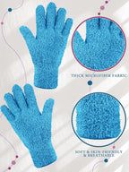 Patelai 3 Pairs Microfiber Plant Dusting Gloves Leaf Cleaning Gloves for Indoor Plants, Blinds, Furniture, House(Small,Reddish Violet, Blue, Purple)